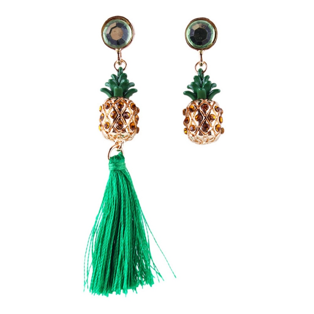 Pineapple Tassel Pierced Earrings - Picture 3 of 3